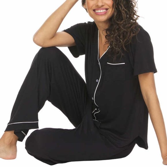 Flora Nikrooz Black Button Up 2pc PJs